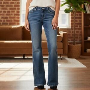 Wrangler Premium Patch Women’s 9 Stone Wash Blue Stretch Jeans Western Denim